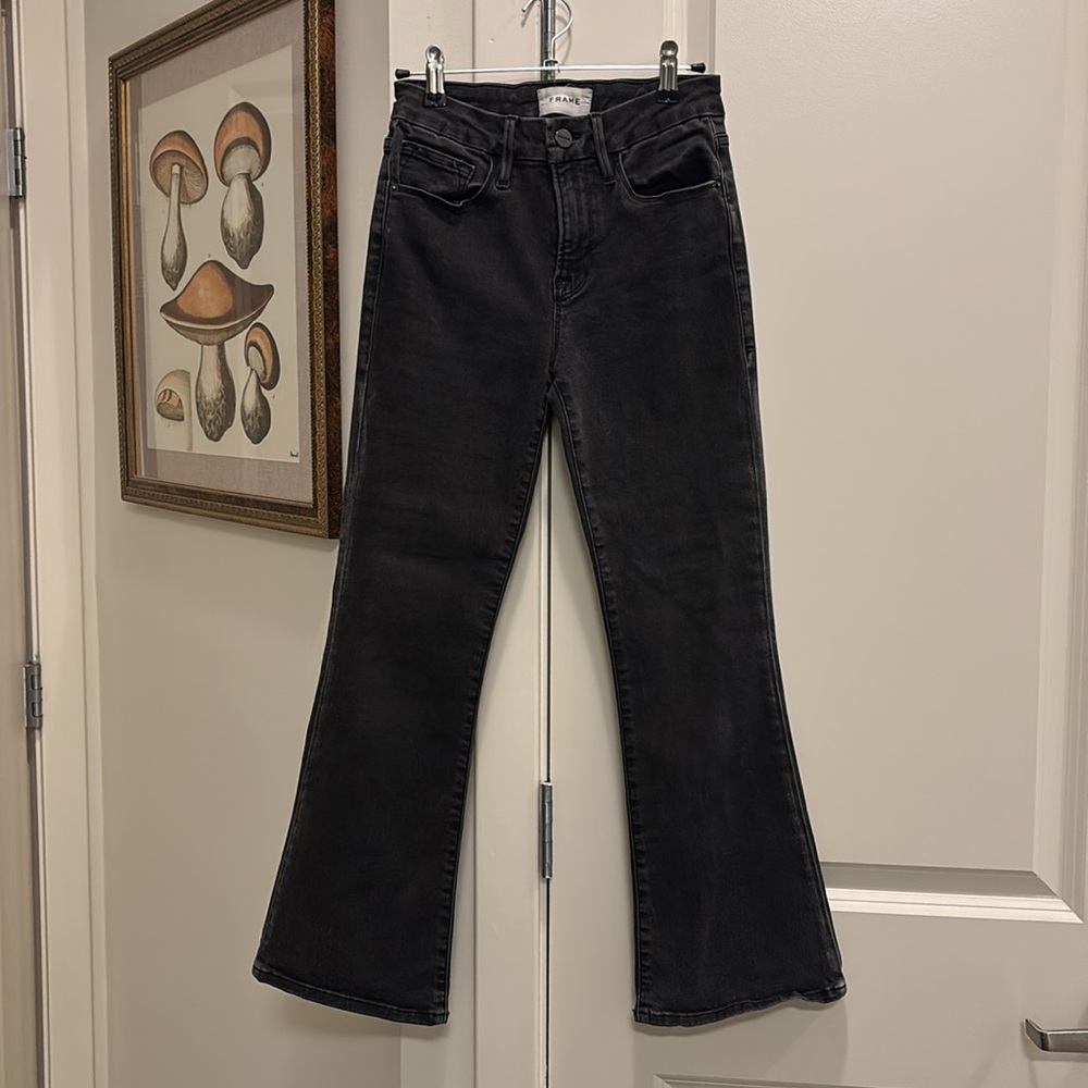Black frame le crop mini boot Flared Women Jeans - Picture 2 of 5